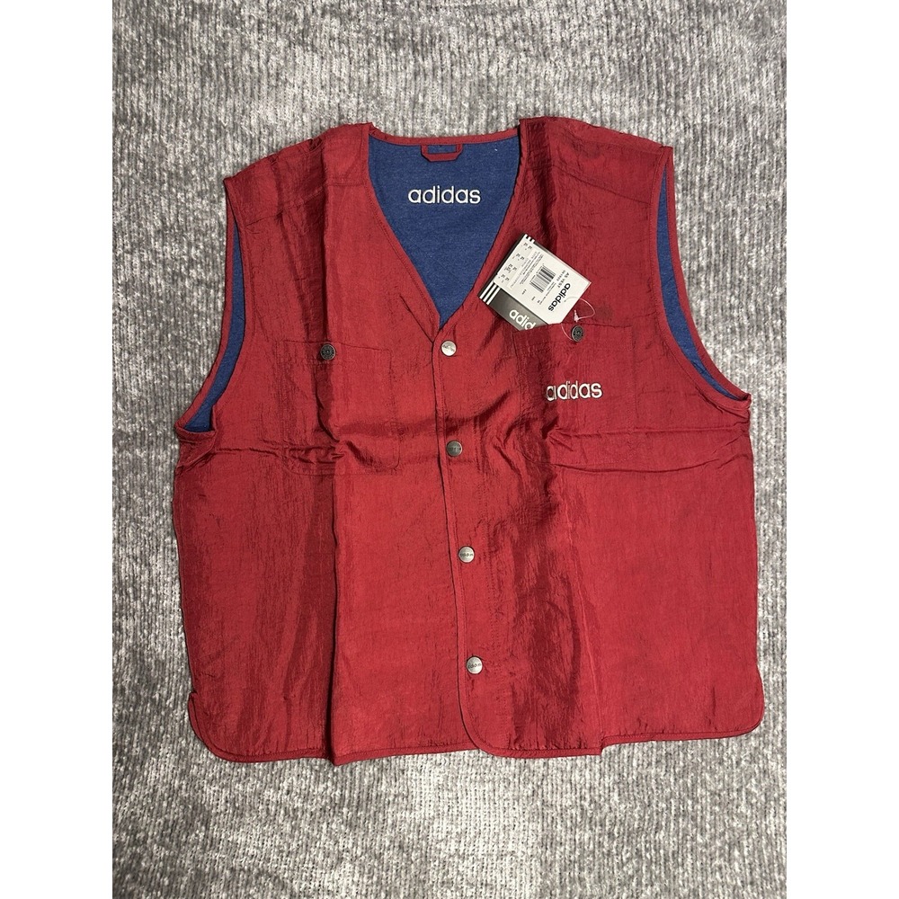 Vintage Adidas AS Vest XL Red Blue Y2K Nylon Utility Vest Deadstock NWT